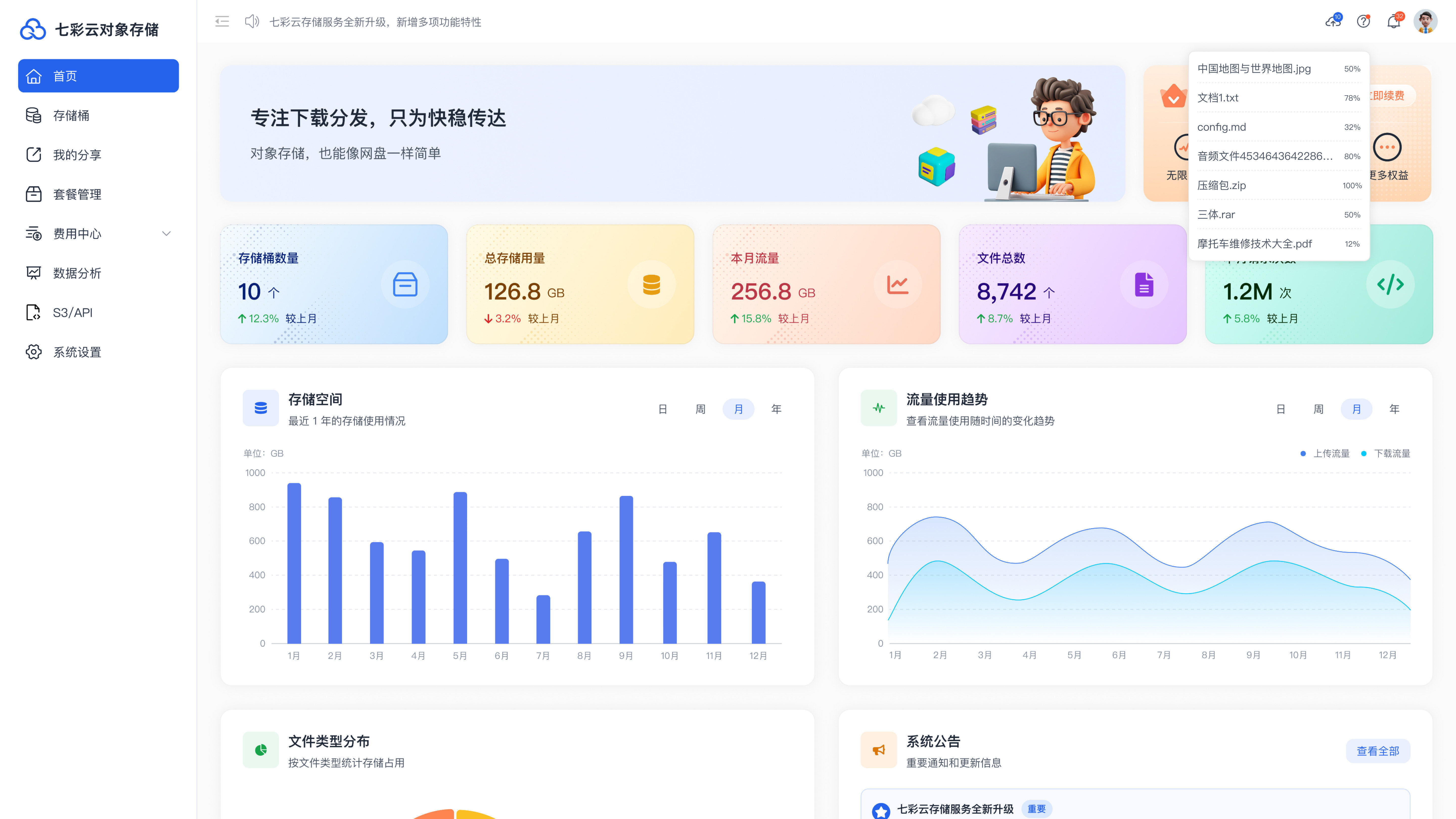 上传列表页面示意